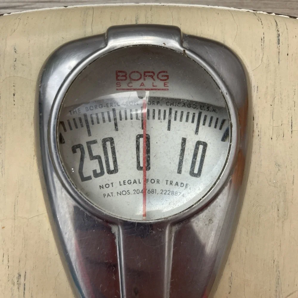 Vintage Borg Bathroom Scale Mid Century Art Deco Mod‎ Bubble Glass Stone Rustic